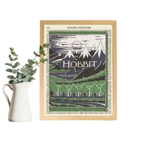The Hobbit JRR Tolkein Book Cover Print - Picture 1 of 5